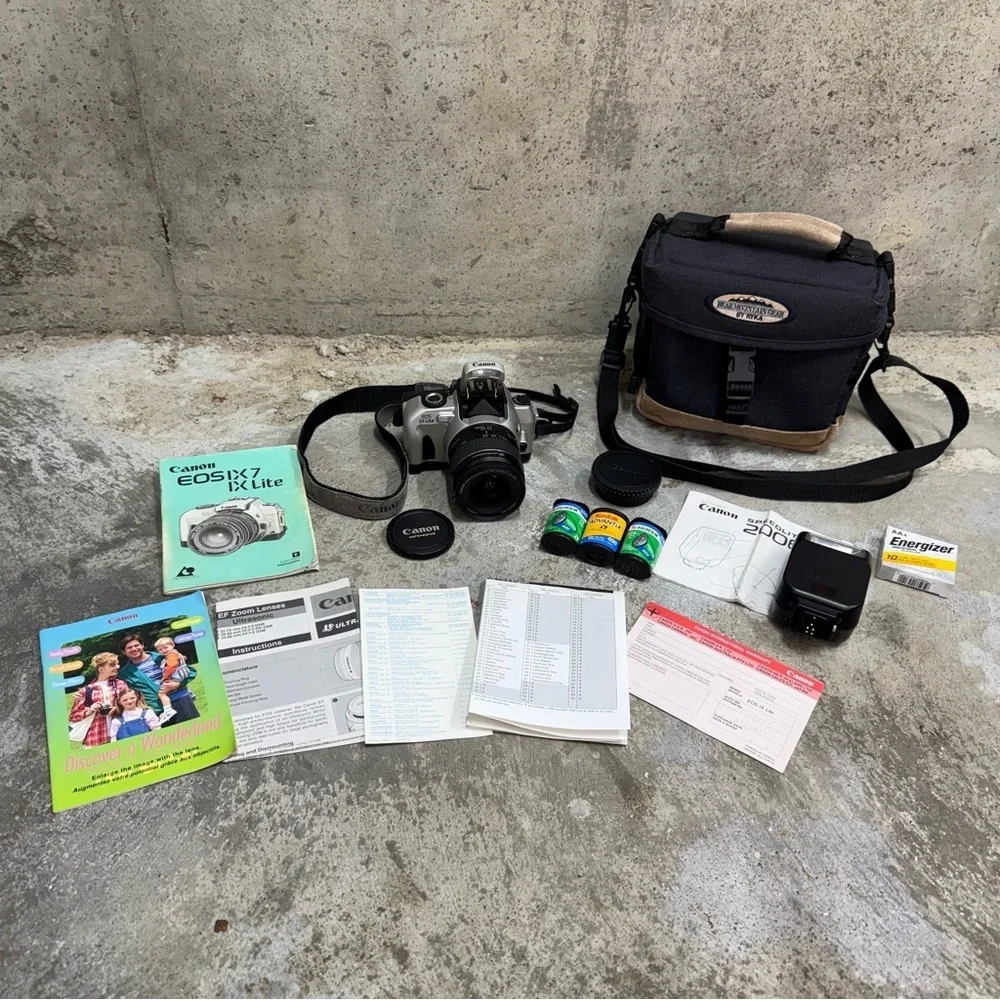 Canon EOS IX Lite APS Film Camera Kit w Speedlite Flash Tested Bundle